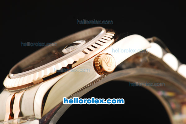 Rolex Datejust Automatic Movement ETA Coating Case with Rose Gold Bezel and Two Tone Strap-36mm - Click Image to Close
